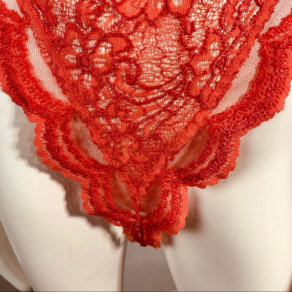 Vintage Victoria’s Secret Gold label coral lace teddy lingerie thong she… - Picture 13 of 16